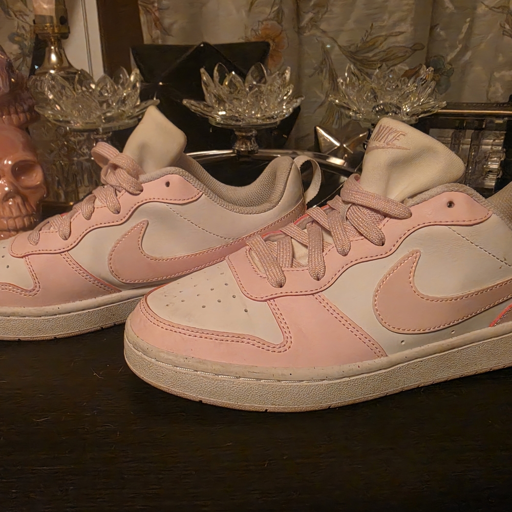 Pink and White Low-Top Nikes